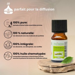 Huile essentielle citronnelle naturelle 10ml pour aromathérapie et bien-être, conditionnée en France Huile essentielle citronnelle naturelle 10ml pour aromathérapie et bien-être, conditionnée en France