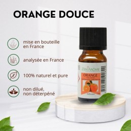 Flacon d'huile essentielle orange douce 10ml - 100% naturelle, aromathérapie, conditionnée en France Flacon d'huile essentielle orange douce 10ml - 100% naturelle, aromathérapie, conditionnée en France