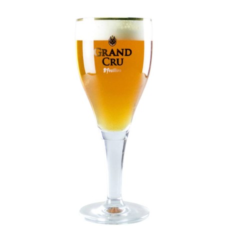 Verre à pied Saint Feuillien Grand Cru 33 cl avec bordure dorée, idéal pour déguster la bière belge Grand Cru Verre à pied Saint Feuillien Grand Cru 33 cl avec bordure dorée, idéal pour déguster la bière belge Grand Cru