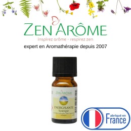 Flacon de 10 ml d'huile essentielle synergie énergisante fabriqué en France Flacon de 10 ml d'huile essentielle synergie énergisante fabriqué en France