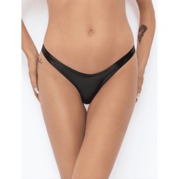 P010 String Powerwetlook XL - Noir Handmade - Lingerie Femme