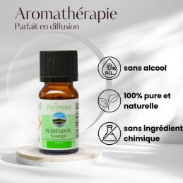 Flacon d'huile essentielle synergie purifiante de 10 ml, mélange d'huiles essentielles à diffuser, fabriqué en France Flacon d'huile essentielle synergie purifiante de 10 ml, mélange d'huiles essentielles à diffuser, fabriqué en France