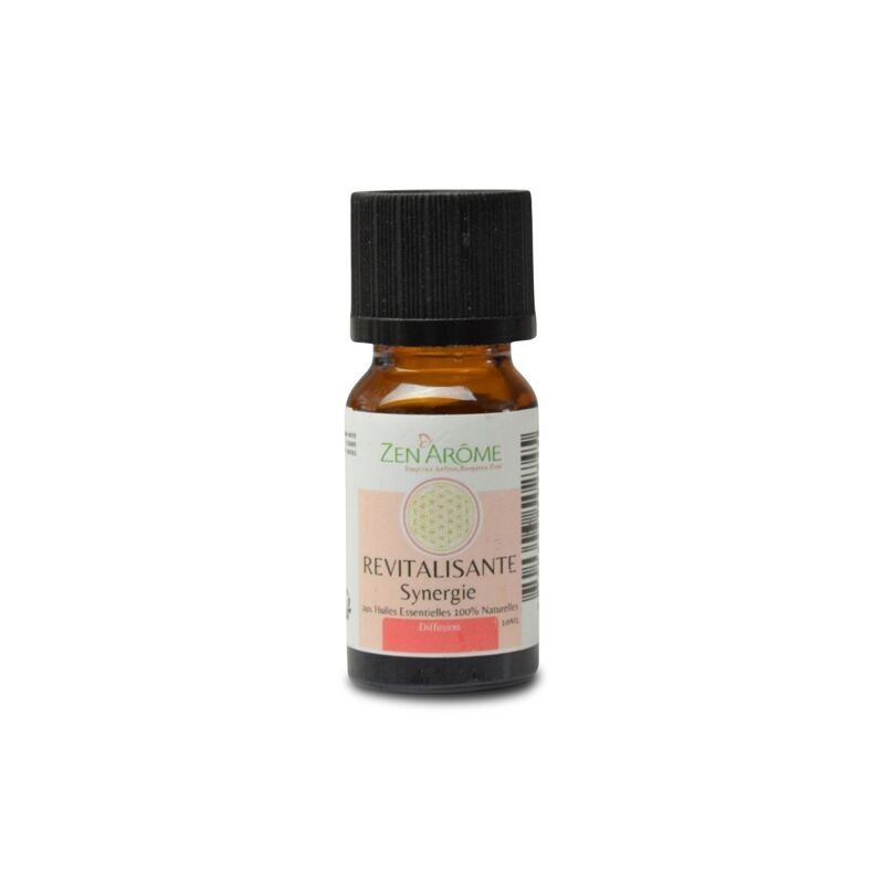 Flacon de 10 ml d'huile essentielle synergie revitalisante à diffuser, fabriqué en France Flacon de 10 ml d'huile essentielle synergie revitalisante à diffuser, fabriqué en France
