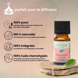 Flacon de 10 ml d'huile essentielle synergie sensualité, mélange d'huiles essentielles à diffuser, fabriqué en France Flacon de 10 ml d'huile essentielle synergie sensualité, mélange d'huiles essentielles à diffuser, fabriqué en France