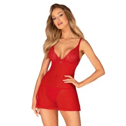 Chilisa babydoll et string - Rouge M/L - Obsessive - Lingerie Femme
