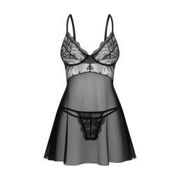 Perisia babydoll et string - Noirs XL/XXL - Obsessive Exquisite - Lingerie Femme