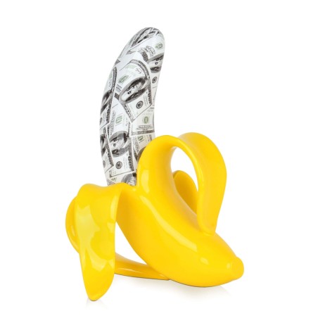 Sculpture en résine jaune en forme de banane