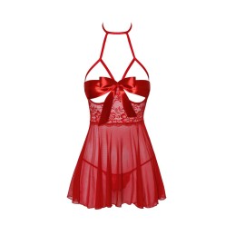 Sexy Kiss 247 babydoll et ruban de satin - Rouge S/M