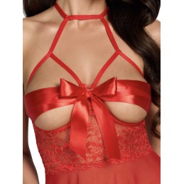Sexy Kiss 247 babydoll et ruban de satin - Rouge S/M