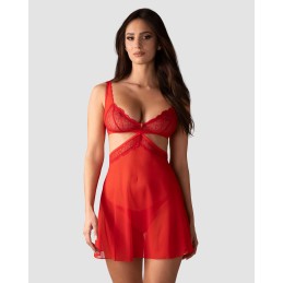 Cupide Desir babydoll et String - Rouge S/M - Obsessive - Lingerie Femme