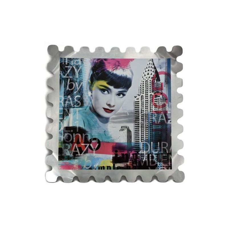 Impression sur aluminium Audrey Hepburn multicolore, tableau artistique décoration murale Impression sur aluminium Audrey Hepburn multicolore, tableau artistique décoration murale