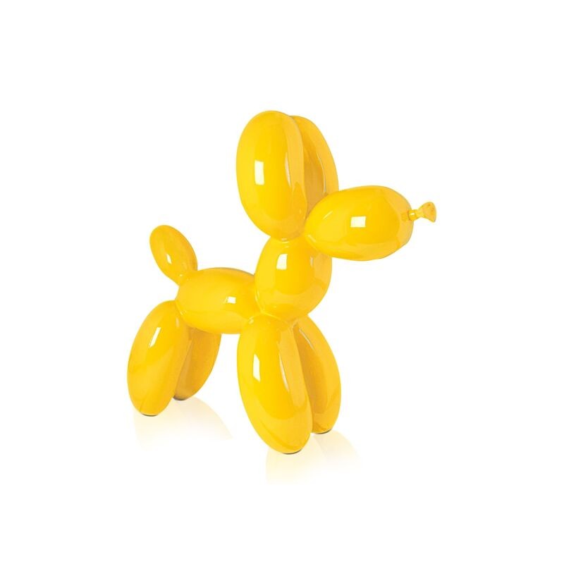 sculpture en résine chien ballon coloris jaune, objet décoratif original sculpture en résine chien ballon coloris jaune, objet décoratif original