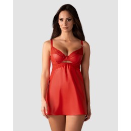 Aliosa nuisette et string - Rouges S/M - Obsessive - Lingerie Femme