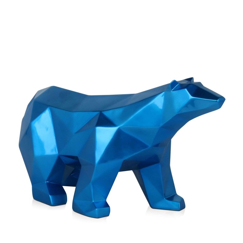 Sculpture décorative ours polaire à facettes en résine bleu pour décoration intérieure élégante Sculpture décorative ours polaire à facettes en résine bleu pour décoration intérieure élégante