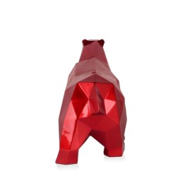 Sculpture en résine ours polaire à facettes rouge – design contemporain pour décoration intérieure Sculpture en résine ours polaire à facettes rouge – design contemporain pour décoration intérieure