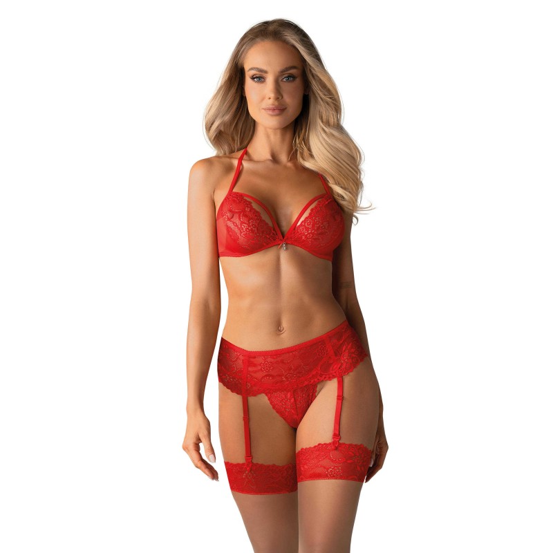 Ensemble 3 pièces - Rouge S/M - Obsessive - Lingerie Femme Ensemble 3 pièces - Rouge S/M - Obsessive - Lingerie Femme