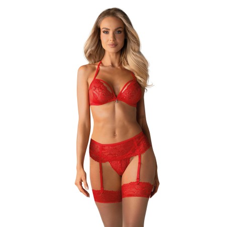 Ensemble 3 pièces - Rouge L/XL - Obsessive - Lingerie Femme Ensemble 3 pièces - Rouge L/XL - Obsessive - Lingerie Femme