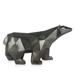 Sculpture en résine ours polaire à facettes coloris anthracite, décoration moderne élégante Sculpture en résine ours polaire à facettes coloris anthracite, décoration moderne élégante