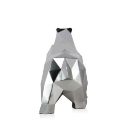 Sculpture ours polaire à facettes argent en résine, objet décoratif moderne Sculpture ours polaire à facettes argent en résine, objet décoratif moderne