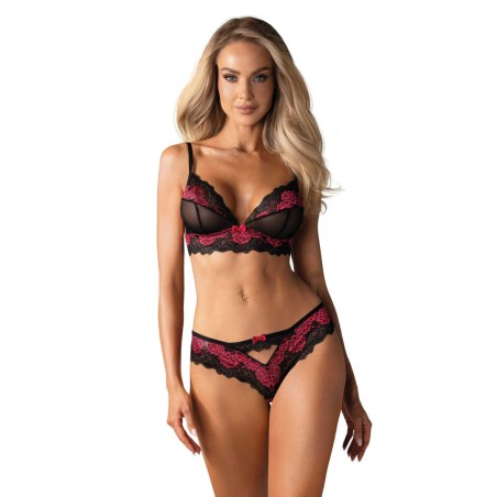 Taille uniquelia Ensemble 2 pcs - Noir et Fuchsia S/M - Obsessive - Lingerie Femme