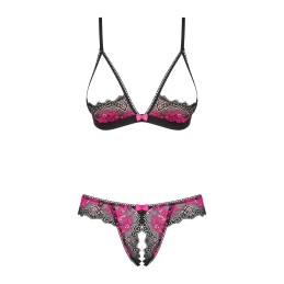 Taille uniquelia Ensemble ouvert 2 pcs - Noir et Fuchsia L/XL