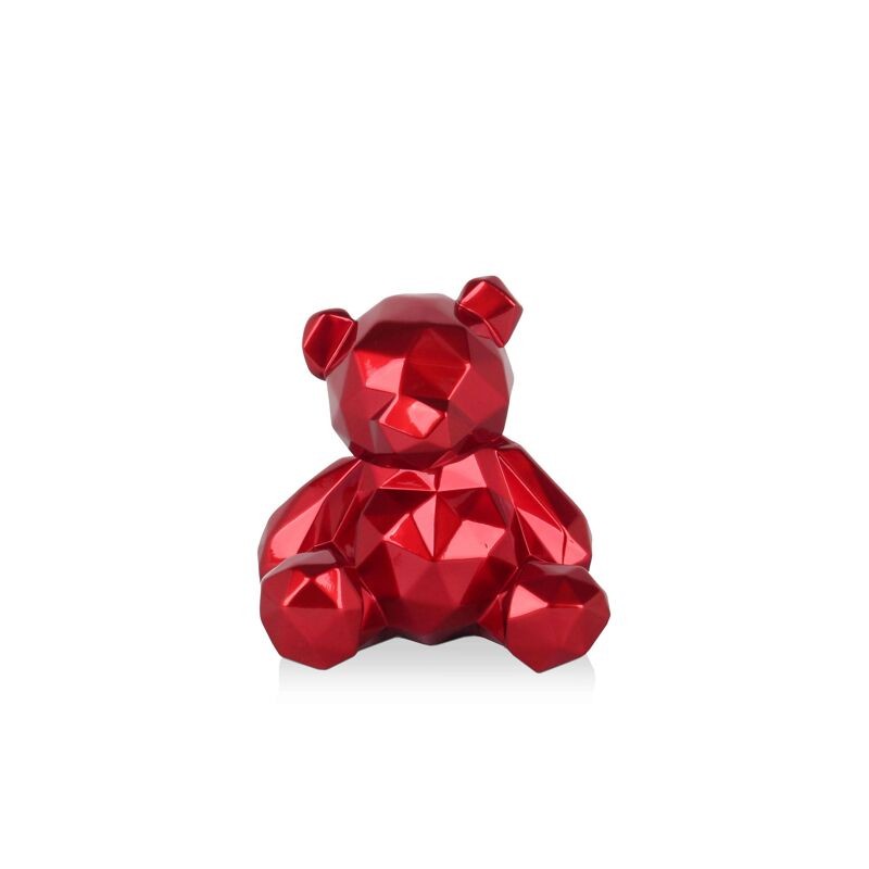 sculpture en résine ours à facettes rouge ADM objet décoratif moderne sculpture en résine ours à facettes rouge ADM objet décoratif moderne