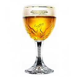 verre à bière Grimbergen 25 cl calice avec bordure dorée et logo officiel