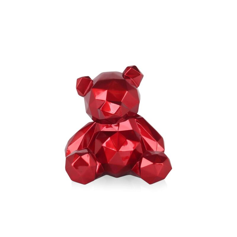 sculpture en résine ours à facettes rouge ADM, décoration contemporaine design sculpture en résine ours à facettes rouge ADM, décoration contemporaine design