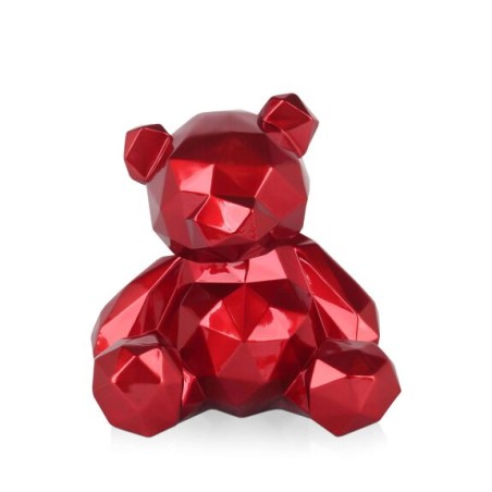 sculpture en résine ours à facettes rouge ADM, décoration contemporaine design sculpture en résine ours à facettes rouge ADM, décoration contemporaine design