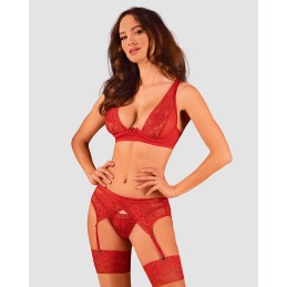Lacelove ensemble 3 piéces - Rouge XS/S Lacelove ensemble 3 piéces - Rouge XS/S