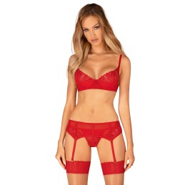 Ingridia ensemble 3 piéces - Rouge XS/S - Obsessive - Lingerie Femme