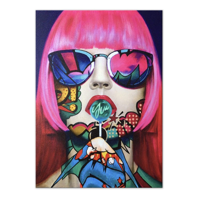 Tableau visage de femme pop art coloré pour décoration murale intérieure Tableau visage de femme pop art coloré pour décoration murale intérieure
