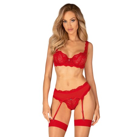 Amor Cherris ensemble 3 piéces - Rouge L/XL - Obsessive - Lingerie Femme Amor Cherris ensemble 3 piéces - Rouge L/XL - Obsessive - Lingerie Femme