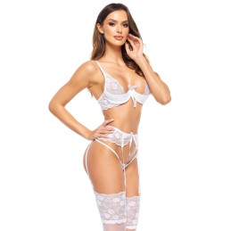 Rose ensemble 3 piéces - Blanc S/M - Beauty Night - Lingerie Femme