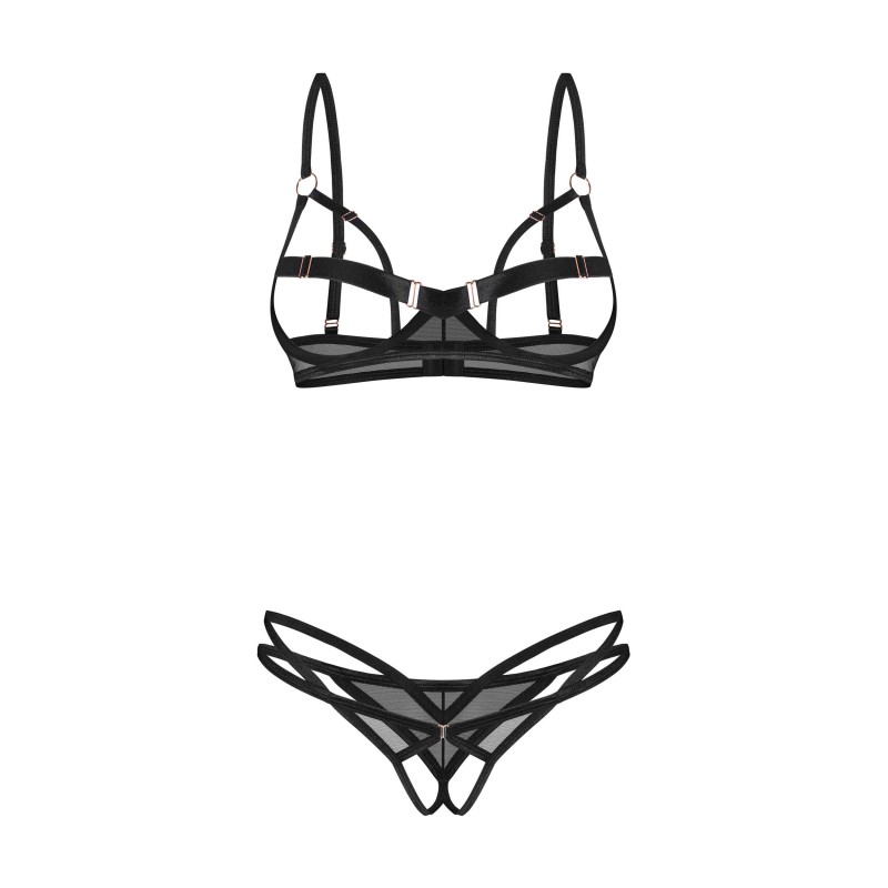 Euridia ensemble ouvert 2 piéces - Noir XS/S - Obsessive Freedom - Lingerie Femme