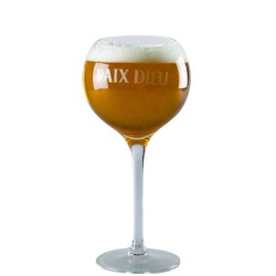 verre Paix Dieux 25 cl artisanal en forme de lune, soufflé à la bouche, idéal pour déguster la bière Paix Dieu