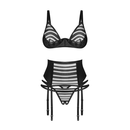Lune Bellis ensemble ouvert 3 piéces - Noir XL/XXL - Obsessive Exquisite - Lingerie Femme