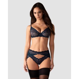 Nightly blue ensemble 3 piéces - Bleu M/L - Obsessive - Lingerie Femme