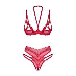 Cupide desir ensemble 2 piéces ouvert - Rouge S/M