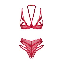 Cupide desir ensemble 2 piéces ouvert - Rouge S/M