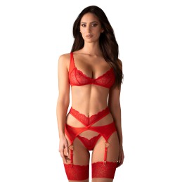 Cupide Desir ensemble 3 piéces - Rouge L/XL - Obsessive - Lingerie Femme