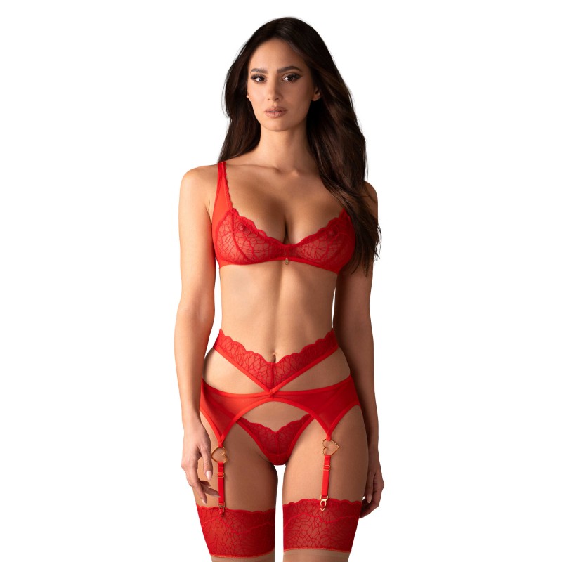 Cupide Desir ensemble 3 piéces - Rouge L/XL - Obsessive - Lingerie Femme Cupide Desir ensemble 3 piéces - Rouge L/XL - Obsessive - Lingerie Femme