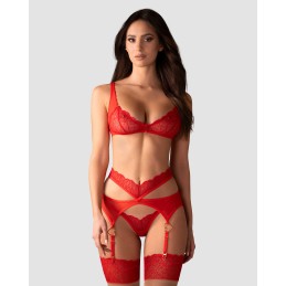 Cupide Desir ensemble 3 piéces - Rouge L/XL - Obsessive - Lingerie Femme