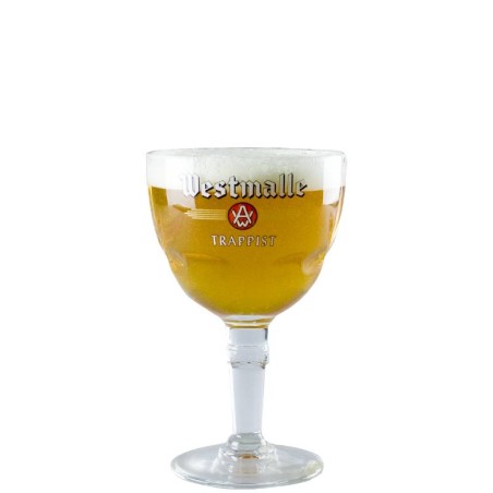 Verre Westmalle Trappiste 25 cl avec fleurs de houblon et anneau signature sur le pied Verre Westmalle Trappiste 25 cl avec fleurs de houblon et anneau signature sur le pied