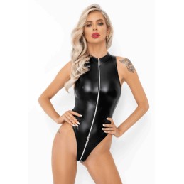 Body Powerwetlook avec fermeTaille uniquere éclair sur le devant XXXL - Noir Handmade - Lingerie Femme