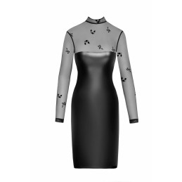 Sublime robe midi en wetlook et maille floquée L