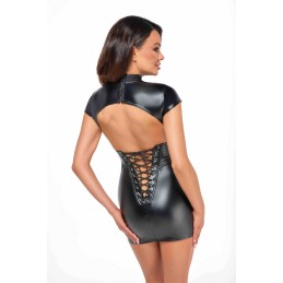 Mini robe fantaisie wetlook avec laéage au dos L