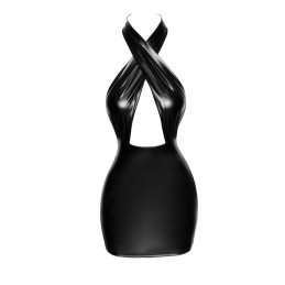 Mini-robe dos nu en Powerwetlook avec encolure enveloppante M Mini-robe dos nu en Powerwetlook avec encolure enveloppante M