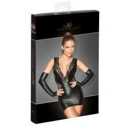 Mini-robe en dentelle et Powerwetlook avec décolleté profond S Mini-robe en dentelle et Powerwetlook avec décolleté profond S