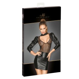 Robe en Powerwetlook et Taille uniquelle avec manches bouffantes S